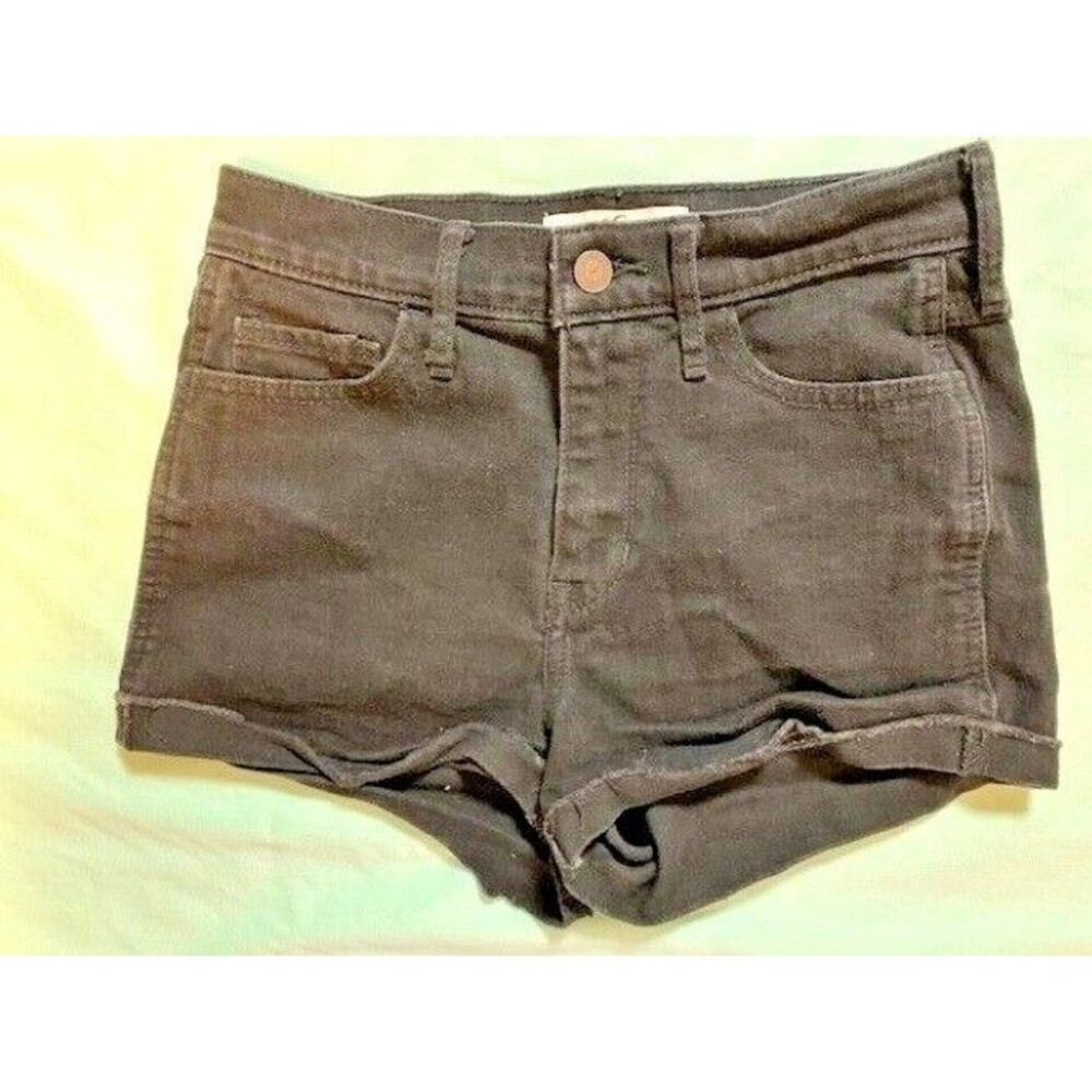 Hollister Size 3 Womens Shorts Black Stretch Raw Hem Cuff Shortie